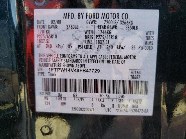 Photo 10 from auction – 2008 FORD F150 SUPER with VIN 1FTPW14V48FB47729