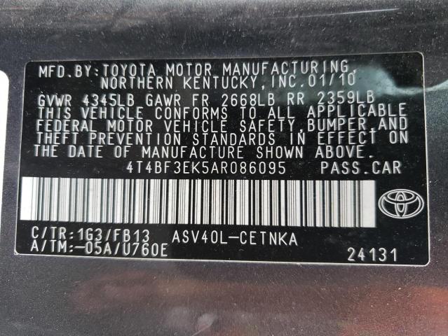 Photo 10 from auction – 2010 TOYOTA CAMRY BASE with VIN 4T4BF3EK5AR086095