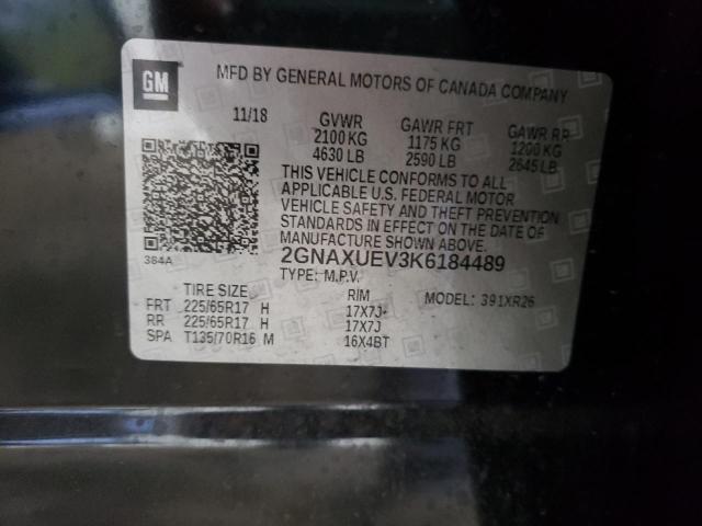 Photo 10 from auction – 2019 CHEVROLET EQUINOX LT with VIN 2GNAXUEV3K6184489