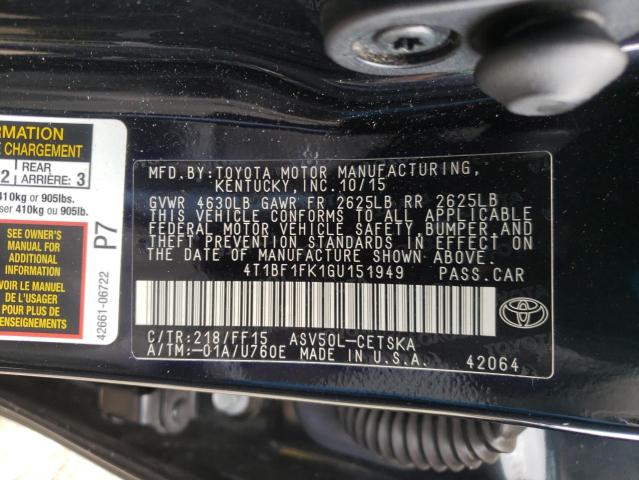 Photo 10 from auction – 2016 TOYOTA CAMRY LE with VIN 4T1BF1FK1GU151949