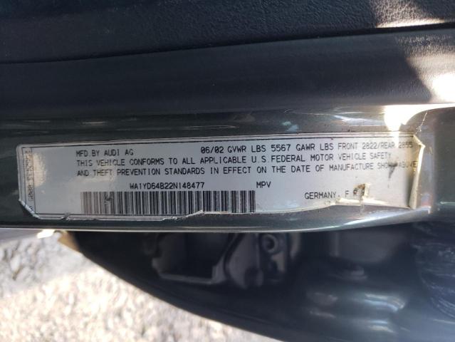 Photo 10 from auction – 2002 AUDI ALLROAD with VIN WA1YD64B22N148477