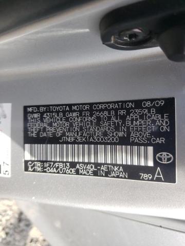 Photo 10 from auction – 2010 TOYOTA CAMRY BASE with VIN JTNBF3EK1A3003200