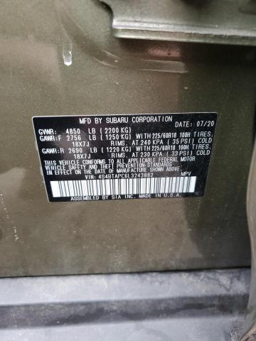 Photo 10 from auction – 2020 SUBARU OUTBACK TO with VIN 4S4BTAPC6L3243882