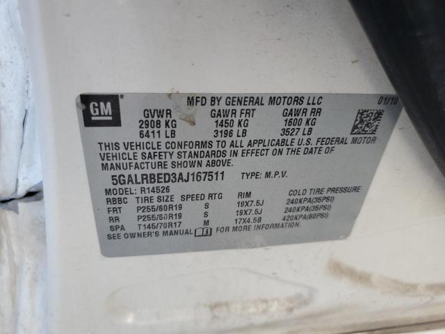 Photo 10 from auction – 2010 BUICK ENCLAVE CX with VIN 5GALRBED3AJ167511