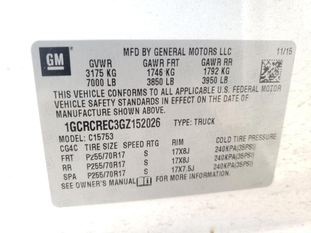 Photo 10 from auction – 2016 CHEVROLET SILVERADO with VIN 1GCRCREC3GZ152026