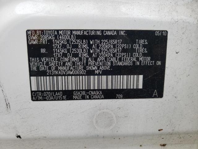 Photo 10 from auction – 2010 TOYOTA RAV4 LIMIT with VIN 2T3YK4DV3AW006902