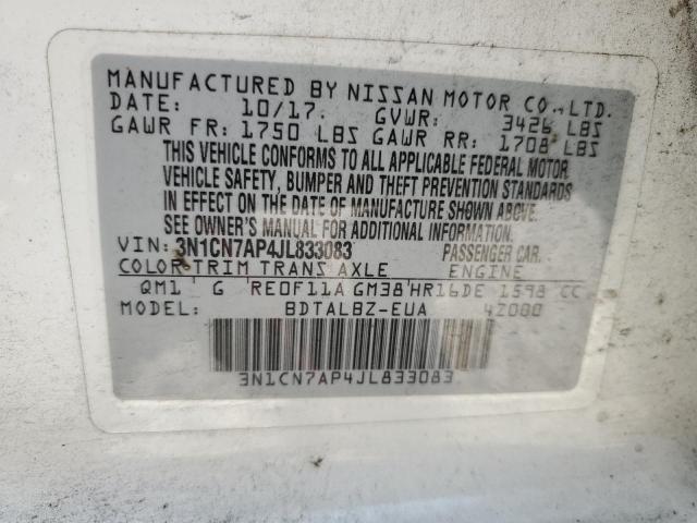 Photo 10 from auction – 2018 NISSAN VERSA S with VIN 3N1CN7AP4JL833083