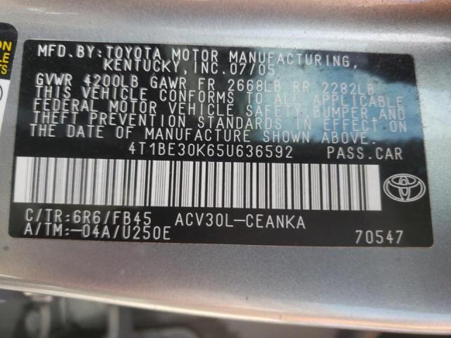 Photo 10 from auction – 2005 TOYOTA CAMRY LE with VIN 4T1BE30K65U636592