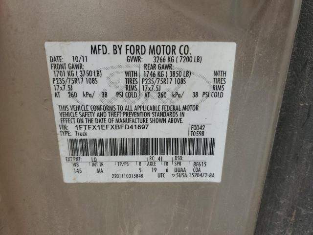 Photo 10 from auction – 2011 FORD F150 SUPER with VIN 1FTFX1EFXBFD41897