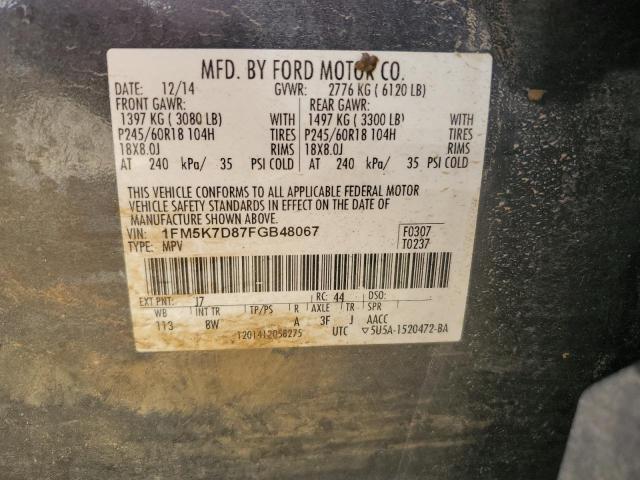 Photo 10 from auction – 2015 FORD EXPLORER X with VIN 1FM5K7D87FGB48067