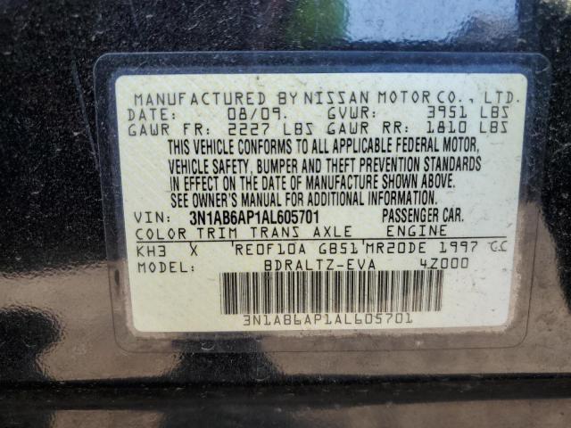 Photo 10 from auction – 2010 NISSAN SENTRA 2.0 with VIN 3N1AB6AP1AL605701