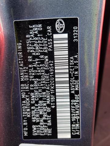 Zdjęcie 10 z aukcji – 2012 TOYOTA CAMRY z VIN 4T1BF1FK2CU149542