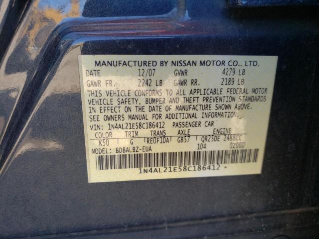 Photo 10 from auction – 2008 NISSAN ALTIMA with VIN 1N4AL21E58C186412