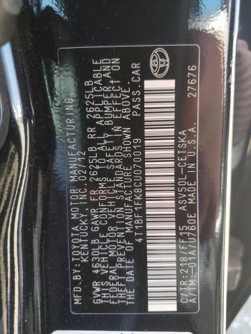 Photo 10 from auction – 2012 TOYOTA CAMRY BASE with VIN 4T1BF1FK8CU070019
