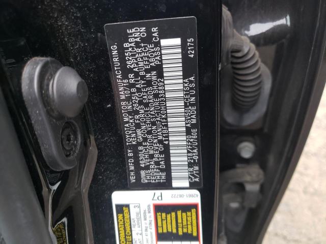 Photo 10 from auction – 2017 TOYOTA CAMRY LE with VIN 4T1BF1FK0HU338892