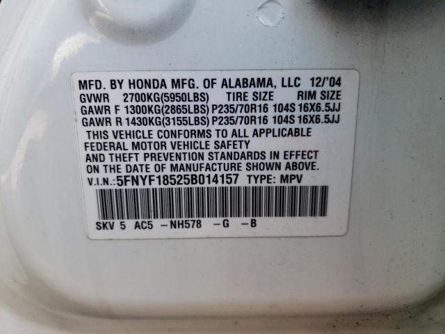 Photo 10 from auction – 2005 HONDA PILOT EXL with VIN 5FNYF18525B014157