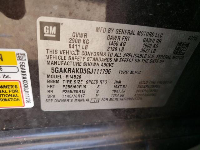 Photo 10 from auction – 2016 BUICK ENCLAVE with VIN 5GAKRAKD3GJ111796
