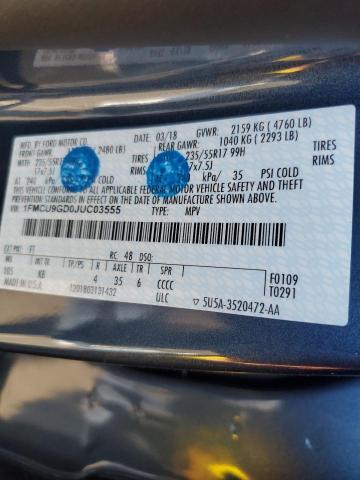 Photo 10 from auction – 2018 FORD ESCAPE SE with VIN 1FMCU9GD0JUC03555