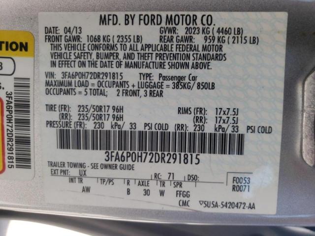 Photo 10 from auction – 2013 FORD FUSION SE with VIN 3FA6P0H72DR291815