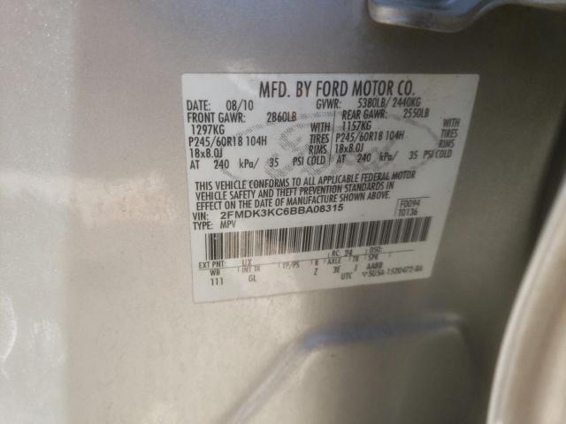 Photo 10 from auction – 2011 FORD EDGE LIMIT with VIN 2FMDK3KC6BBA08315