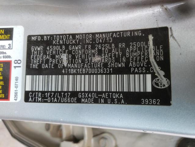 Photo 10 from auction – 2013 TOYOTA AVALON BAS with VIN 4T1BK1EB7DU036331