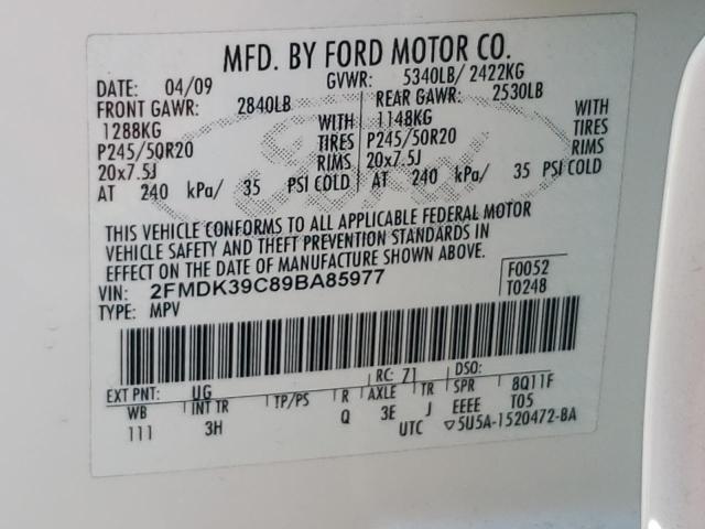 Photo 10 from auction – 2009 FORD EDGE LIMIT with VIN 2FMDK39C89BA85977