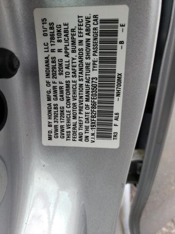 Photo 10 from auction – 2015 HONDA CIVIC EX with VIN 19XFB2F86FE035073