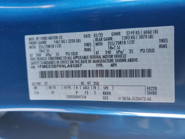 Photo 10 from auction – 2022 FORD BRONCO BAS with VIN 1FMEE5BP8NLA93267
