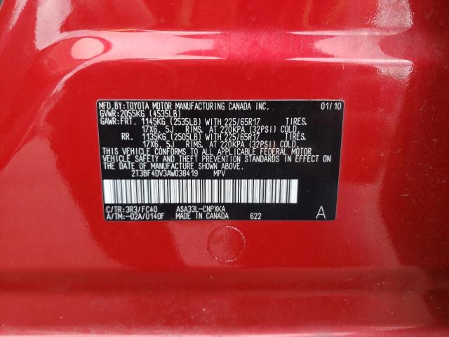 Photo 10 from auction – 2010 TOYOTA RAV4 with VIN 2T3BF4DV3AW038419