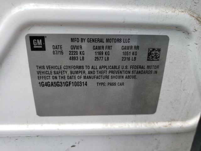 Photo 10 from auction – 2016 BUICK LACROSSE with VIN 1G4GA5G31GF100314