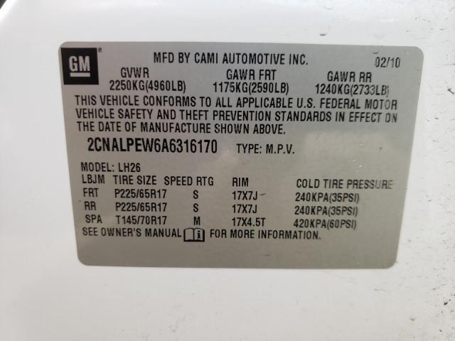 Photo 10 from auction – 2010 CHEVROLET EQUINOX LT with VIN 2CNALPEW6A6316170