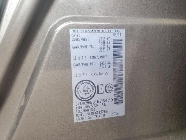 Photo 10 from auction – 2014 NISSAN PATHFINDER with VIN 5N1AR2MM7EC676479