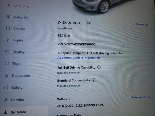 Photo 8 from auction – 2019 TESLA MODEL X with VIN 5YJXCAE20KF198802