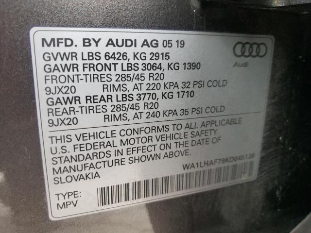 Photo 10 from auction – 2019 AUDI Q7 PREMIUM with VIN WA1LHAF79KD045136