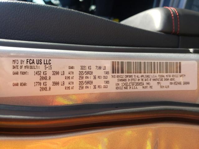 Photo 10 from auction – 2015 DODGE DURANGO R/ with VIN 1C4SDJCT6FC850554