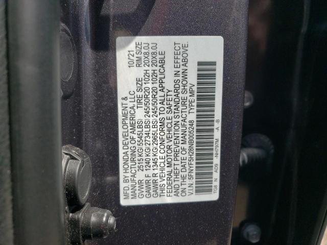 Photo 10 from auction – 2022 HONDA PILOT SE with VIN 5FNYF5H28NB005248