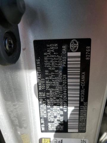 Photo 10 from auction – 2004 TOYOTA CAMRY LE with VIN 4T1BF32K84U570538