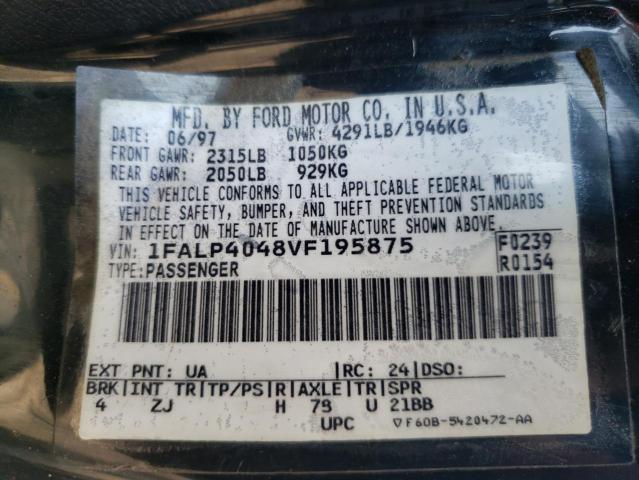 Photo 10 from auction – 1997 FORD MUSTANG with VIN 1FALP4048VF195875