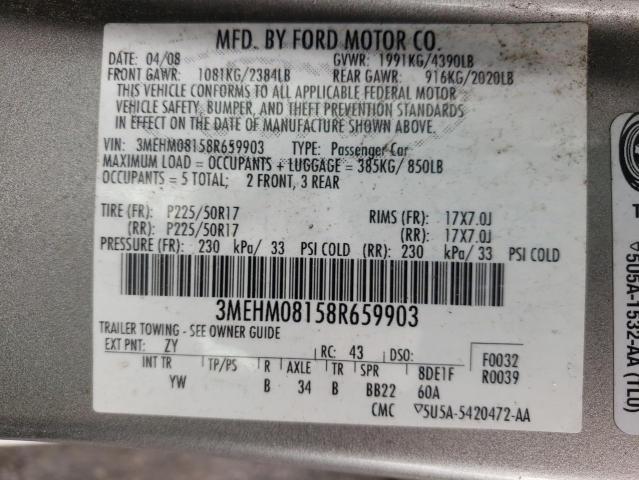 Photo 10 from auction – 2008 MERCURY MILAN PREM with VIN 3MEHM08158R659903