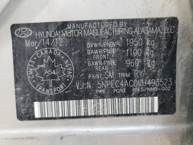 Photo 10 from auction – 2012 HYUNDAI SONATA SE with VIN 5NPEC4AC0CH493523