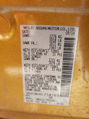 Photo 10 from auction – 2015 NISSAN ROGUE S with VIN 5N1AT2MLXFC758703