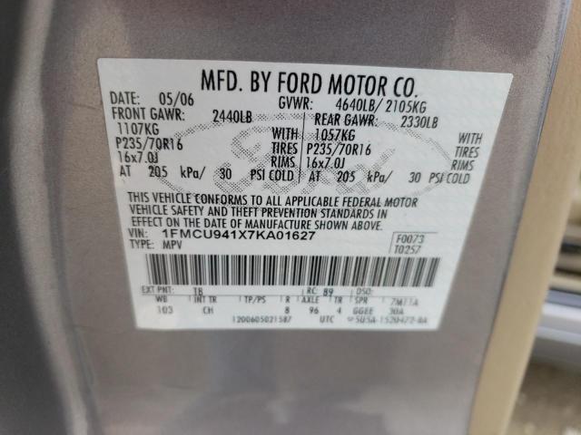 Photo 10 from auction – 2007 FORD ESCAPE LIM with VIN 1FMCU941X7KA01627