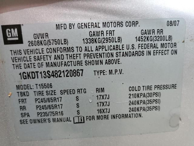 Photo 10 from auction – 2008 GMC ENVOY with VIN 1GKDT13S482120867