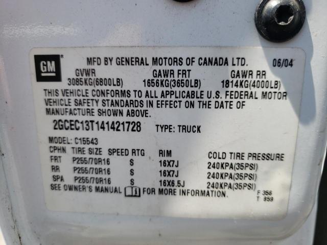Photo 10 from auction – 2004 CHEVROLET SILVERADO with VIN 2GCEC13T141421728
