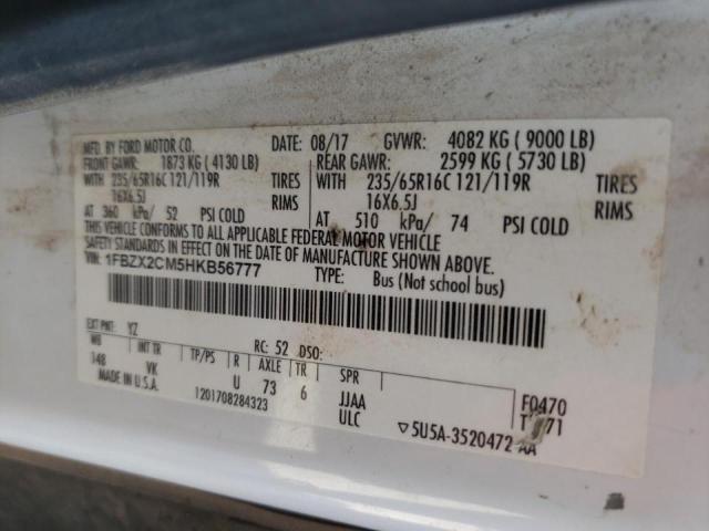 Photo 10 from auction – 2017 FORD TRANSIT T- with VIN 1FBZX2CM5HKB56777