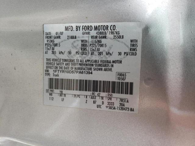 Photo 10 from auction – 2007 FORD RANGER with VIN 1FTYR10D57PA61394