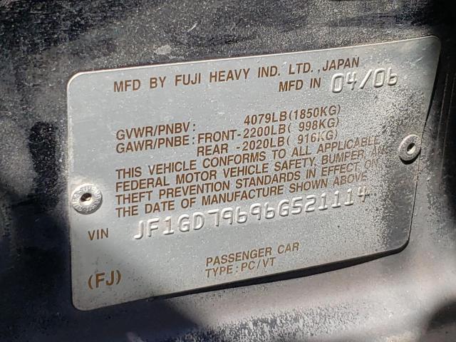 Photo 10 from auction – 2006 SUBARU IMPREZA WR with VIN JF1GD79696G521114