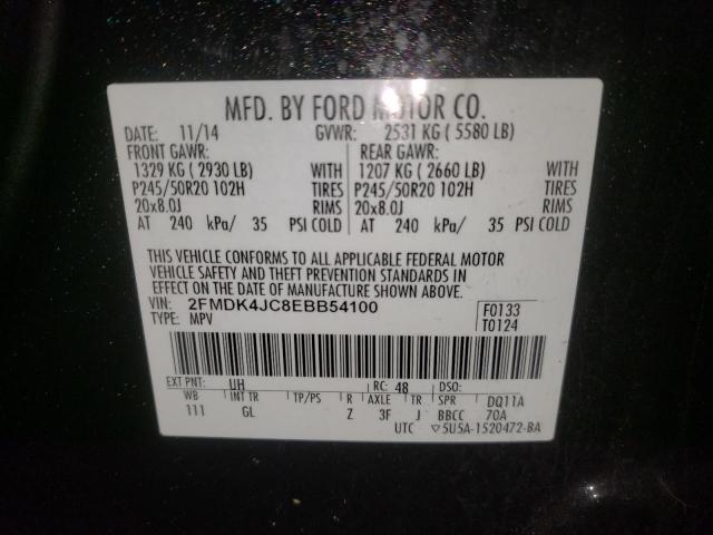 Photo 10 from auction – 2014 FORD EDGE SEL with VIN 2FMDK4JC8EBB54100