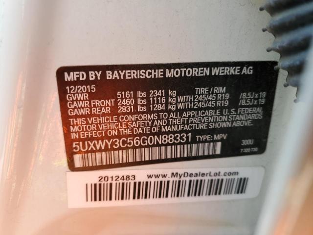 Photo 10 from auction – 2016 BMW X3 XDRIVE2 with VIN 5UXWY3C56G0N88331