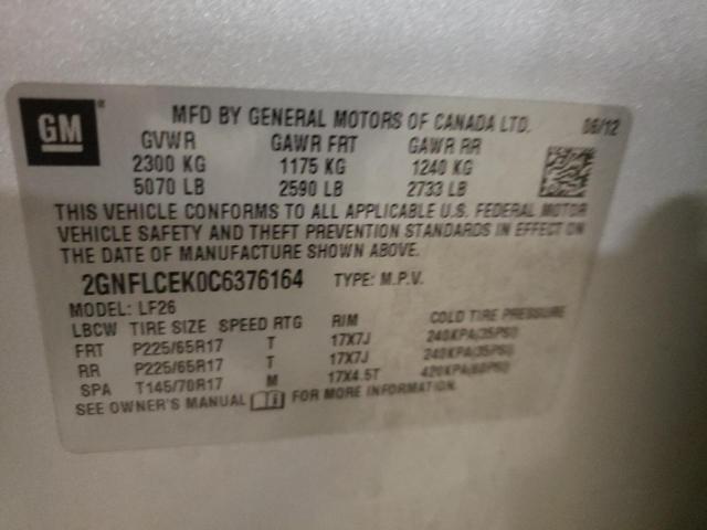 Photo 10 from auction – 2012 CHEVROLET EQUINOX LS with VIN 2GNFLCEK0C6376164
